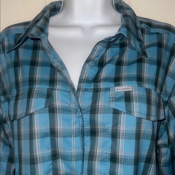 🆕Columbia Women's Silver Ridge Lite Long Sleeve Shirt, Turquoise Plaid, 1X - Picture 3 of 4